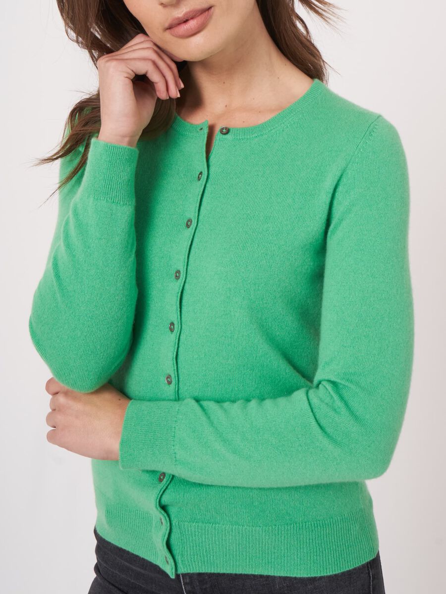 Basic organisch cashmere vest met ronde hals image number 1