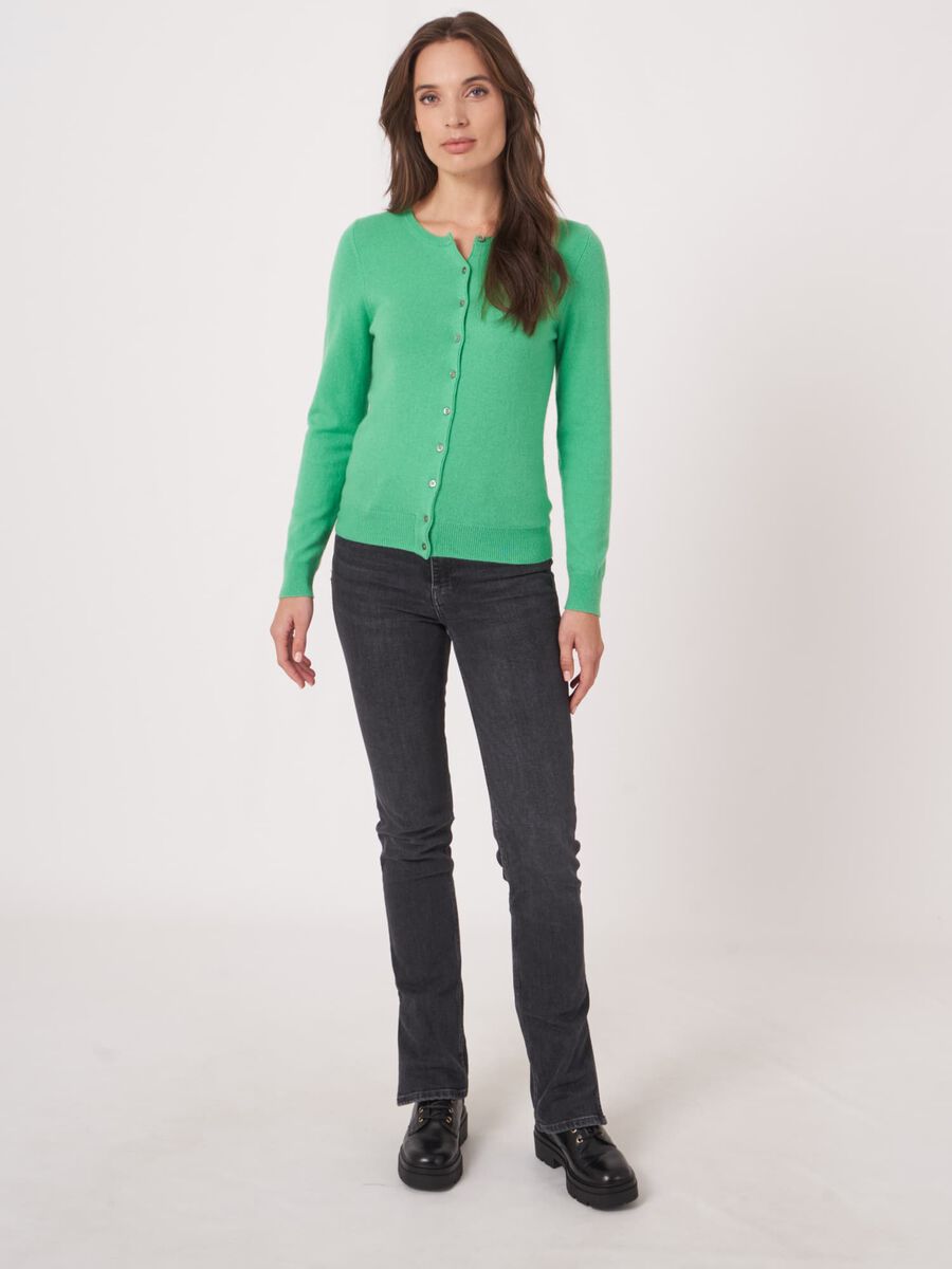 Basic organisch cashmere vest met ronde hals image number 4