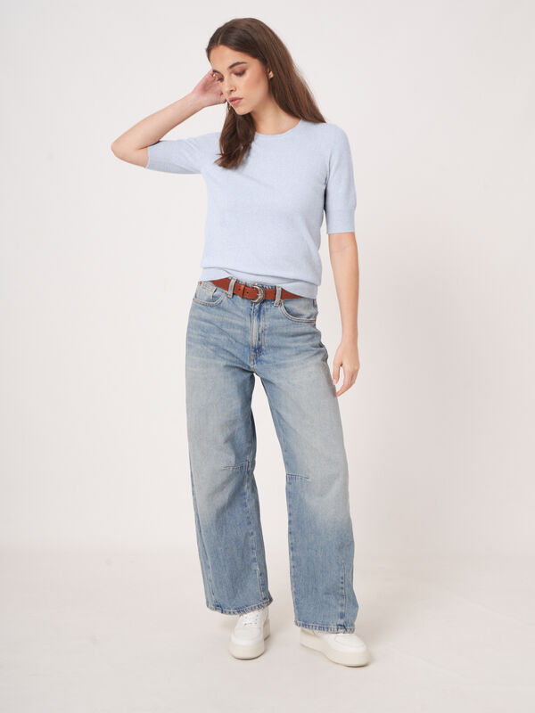 Basic korte mouw organisch cashmere trui image number 4