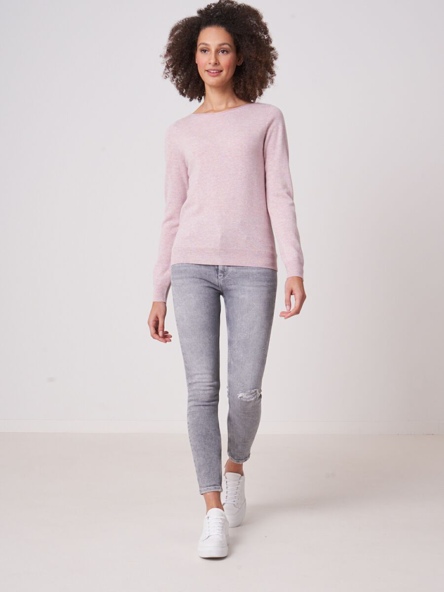 Basic organisch cashmere boothals trui image number 3
