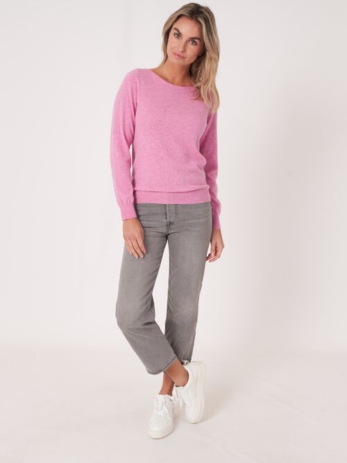 Basic Pullover mit U-Boot-Ausschnitt aus reinem Kaschmir