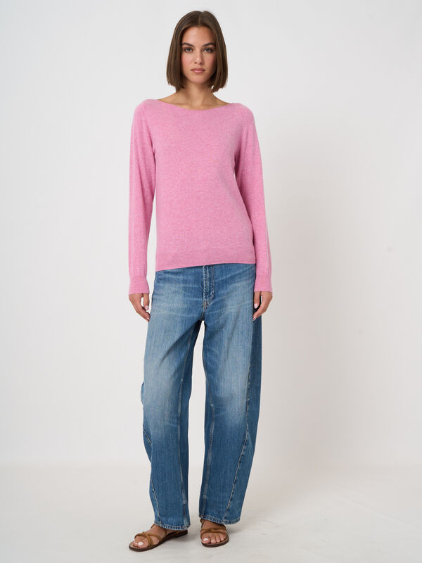 Basic organisch cashmere boothals trui image number 2