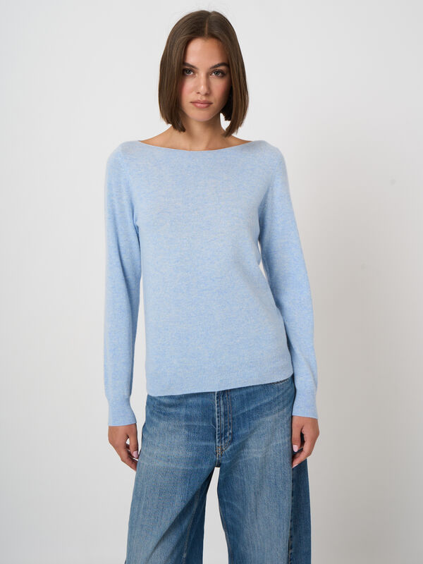 Basic organisch cashmere boothals trui image number 0