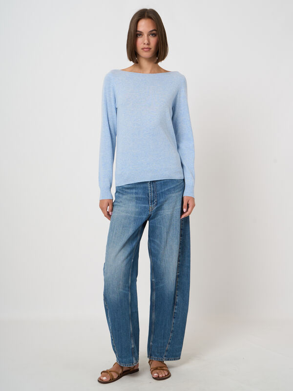 Basic organisch cashmere boothals trui image number 2