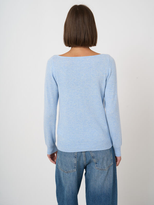 Basic organisch cashmere boothals trui image number 3