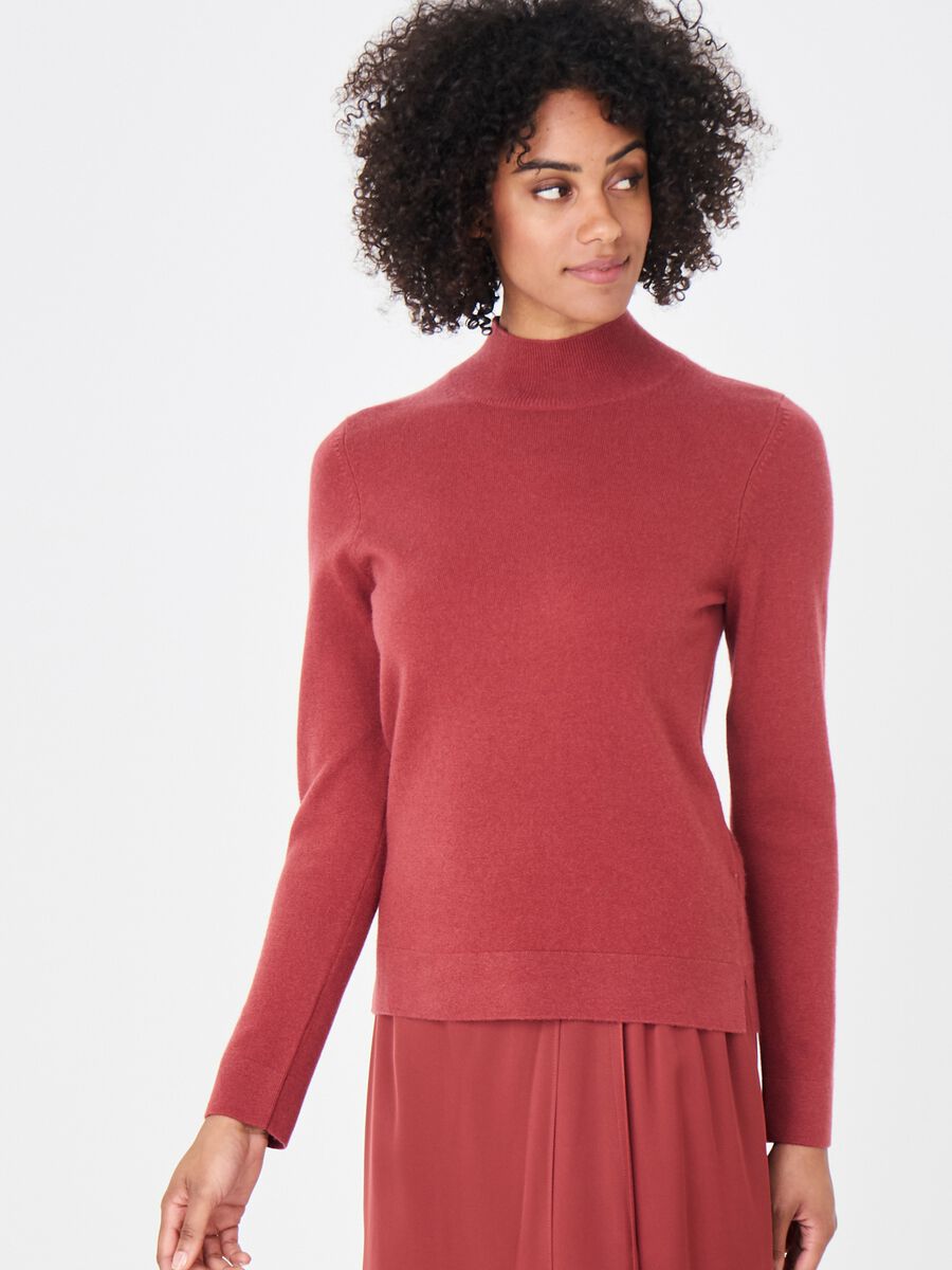 High neck cashmere sweater with slit sleeves image number 0