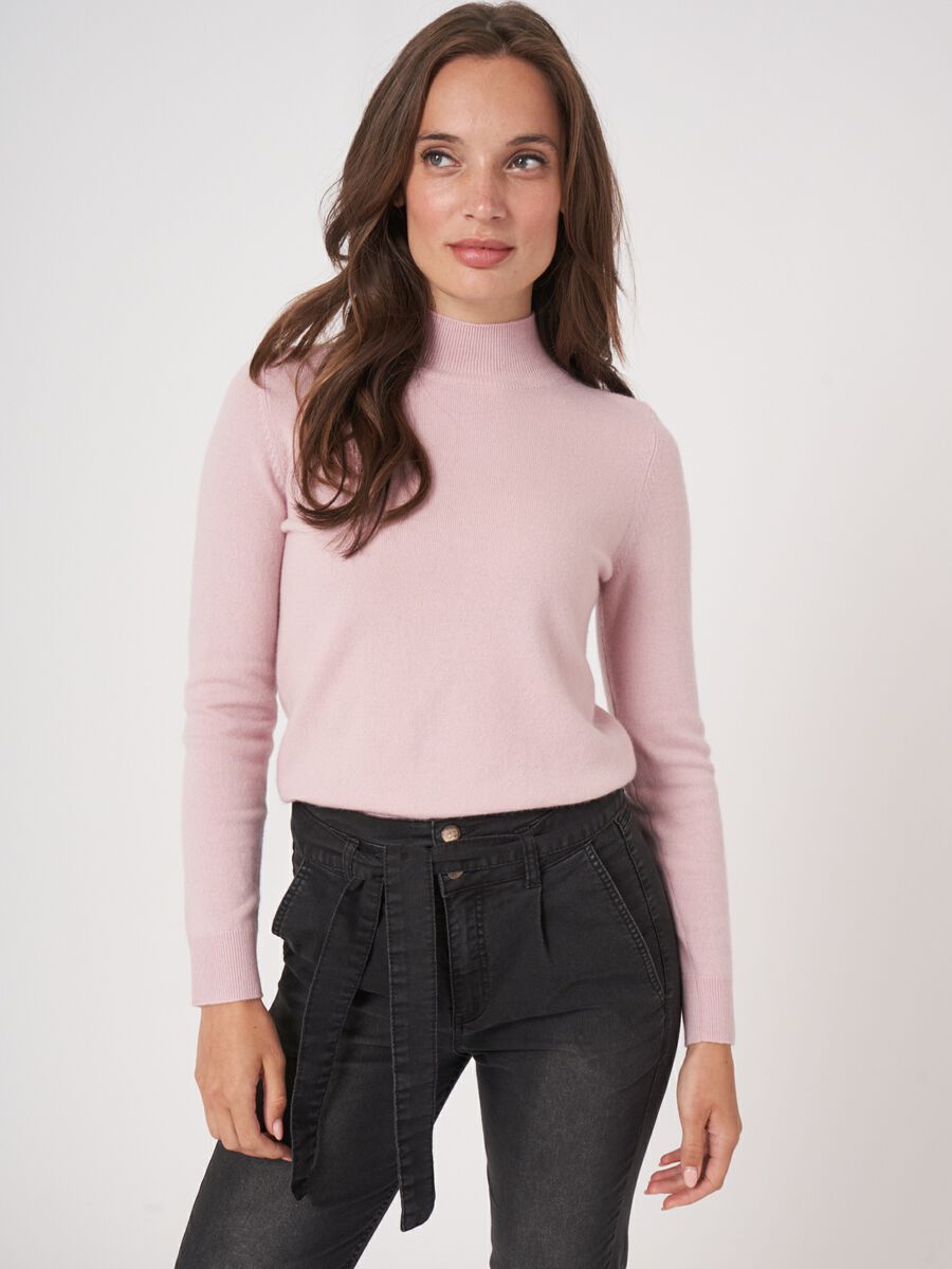 Cashmere sweater with ribbed stand collar image number 0