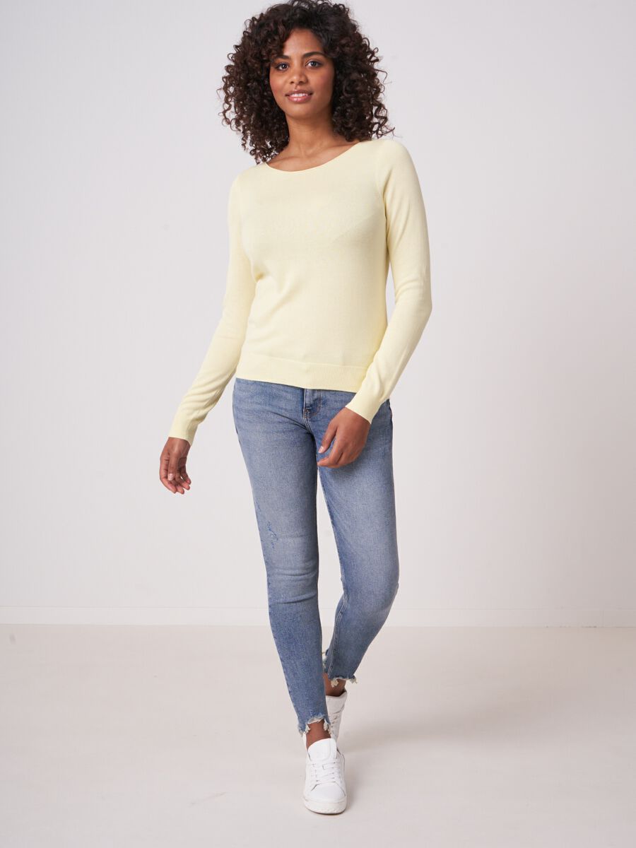 Basic trui met lange mouwen in katoenmix image number 3