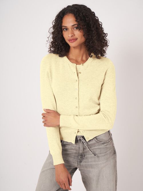 Basic fine knit cardigan in cotton blend