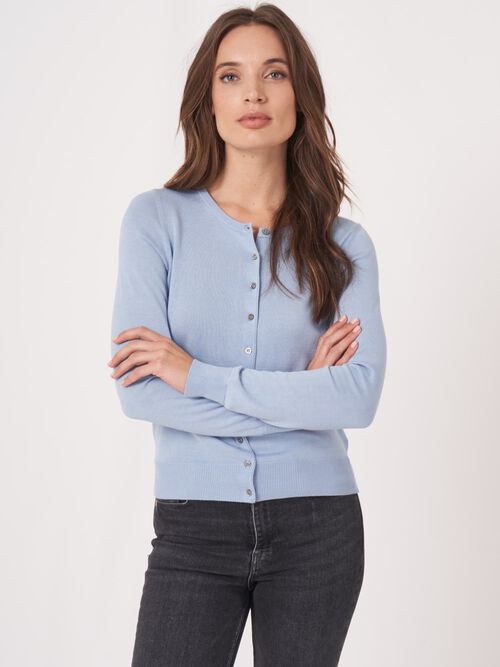 Basic fine knit cardigan in cotton blend