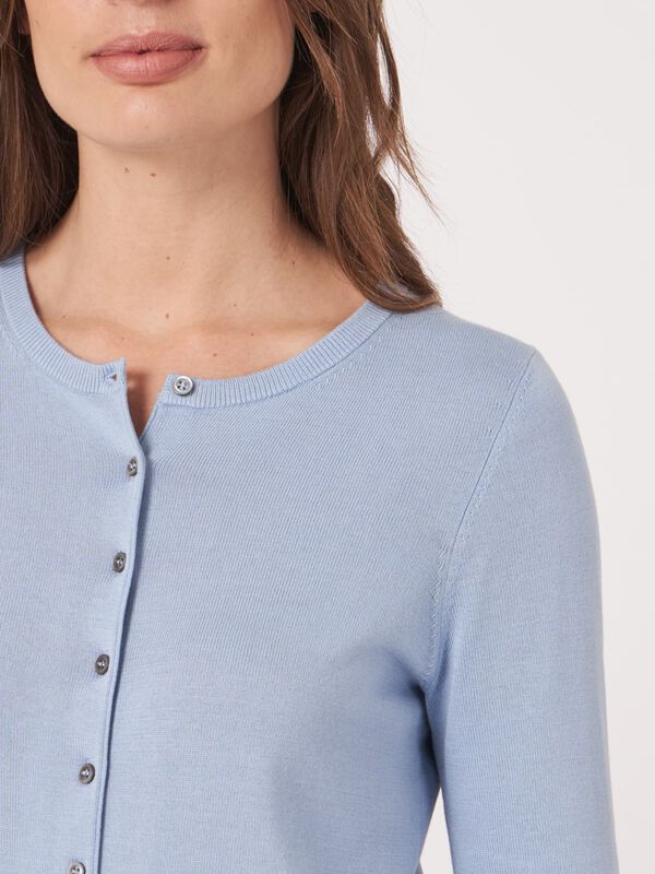 Basic fine knit cardigan cotton blend image number 1