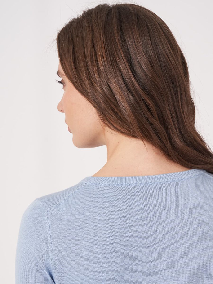 Basic fine knit cardigan cotton blend image number 3