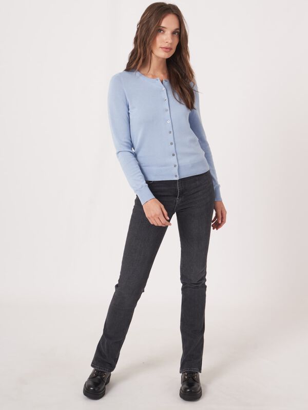 Basic fine knit cardigan cotton blend image number 5