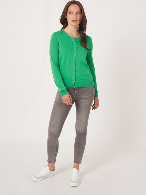 Basic fine knit cardigan in cotton blend