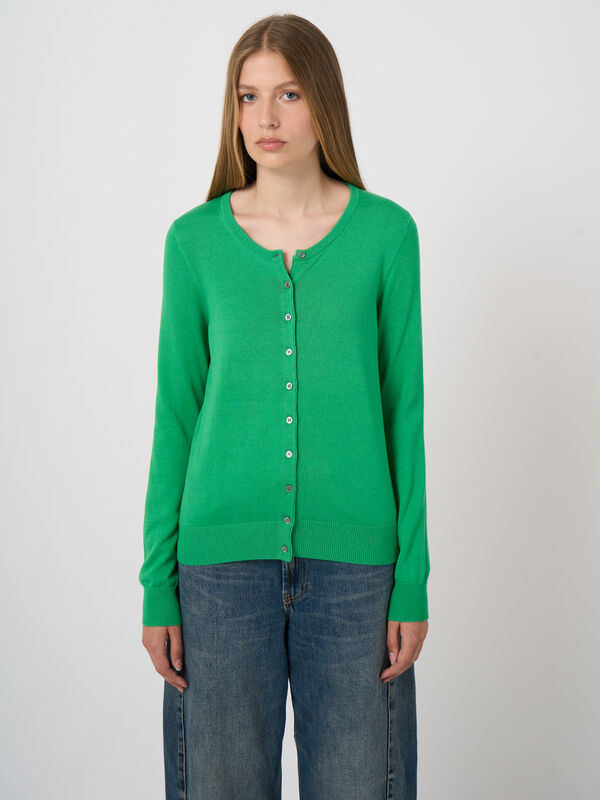 Basic Feinstrick-Strickjacke aus Baumwollmischung image number 1