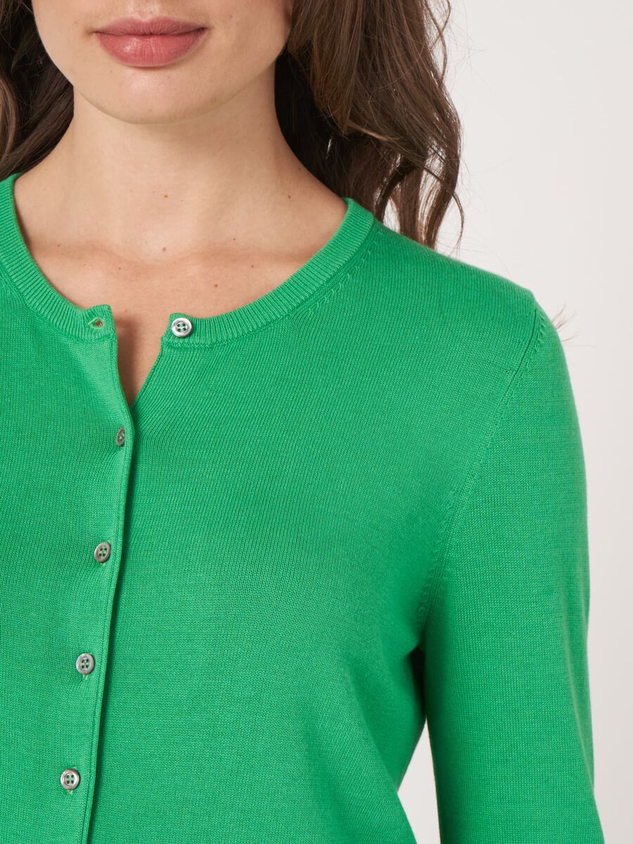 Basic fine knit cardigan cotton blend image number 2