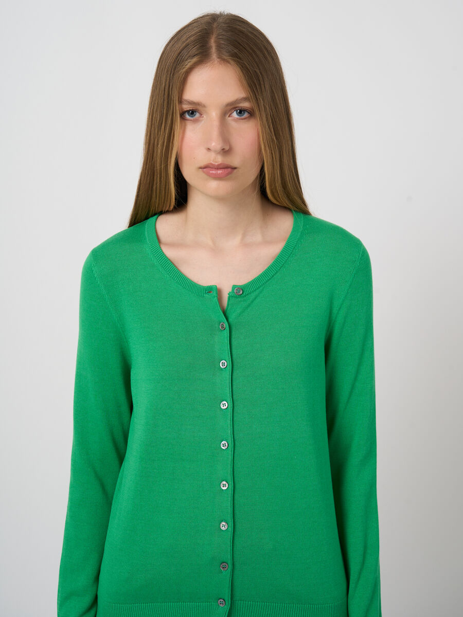 Basic fine knit cardigan cotton blend image number 2