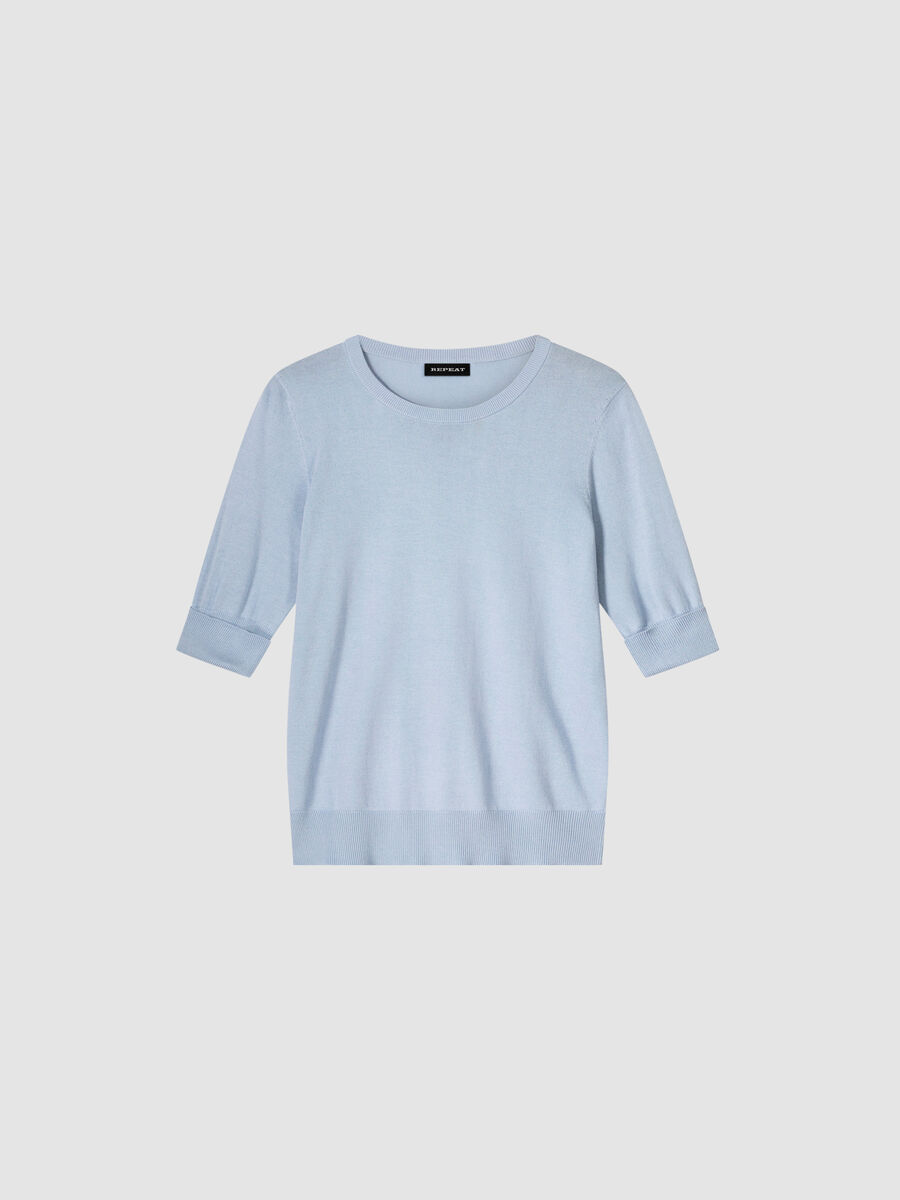 Basic Kurzarm-Pullover aus Baumwollmischung image number 0
