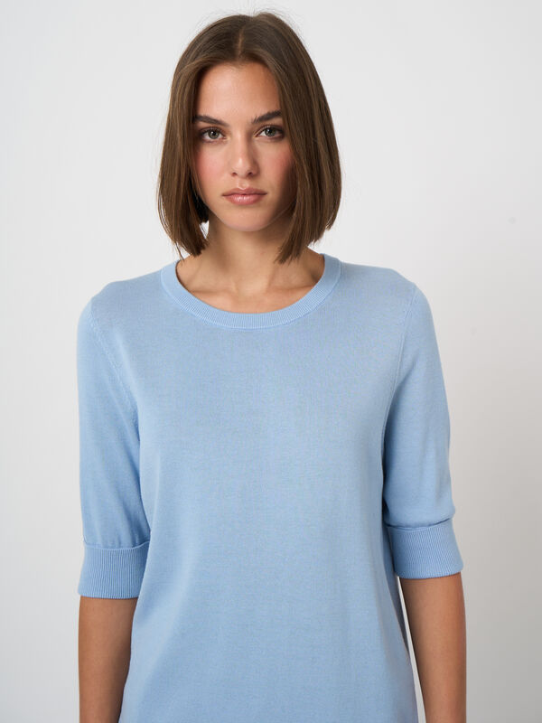 Basic Kurzarm-Pullover aus Baumwollmischung image number 1