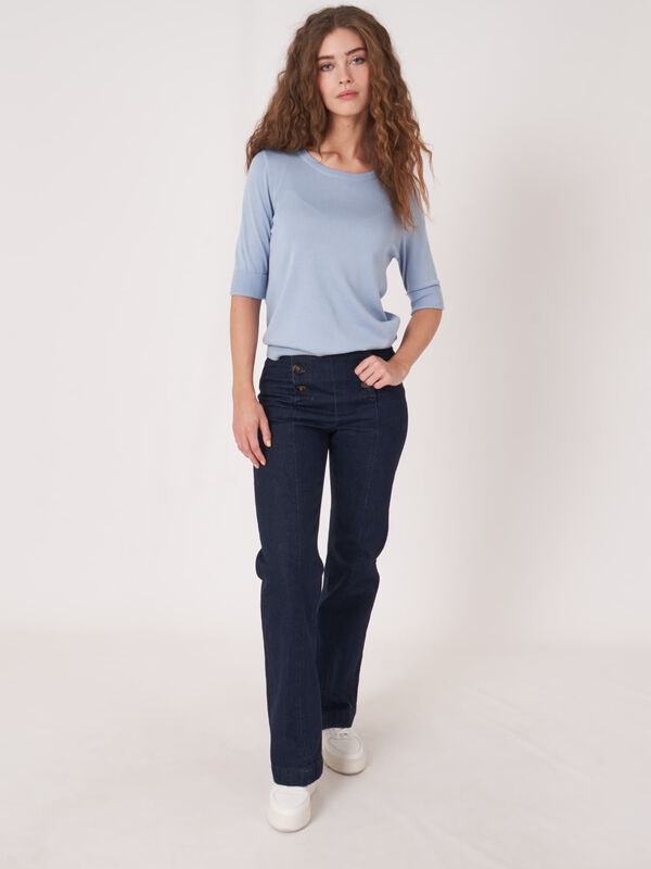 Basic Kurzarm-Pullover aus Baumwollmischung image number 3