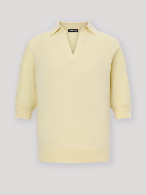 Pull &agrave; col polo en coton m&eacute;lang&eacute;