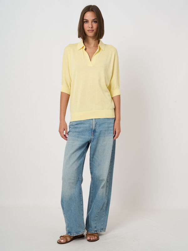 Cotton blend polo neck sweater image number 0