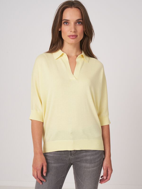 Cotton blend polo neck sweater image number 1