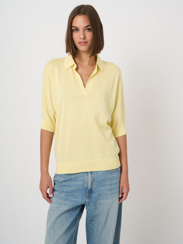 Cotton blend polo neck sweater image number 1