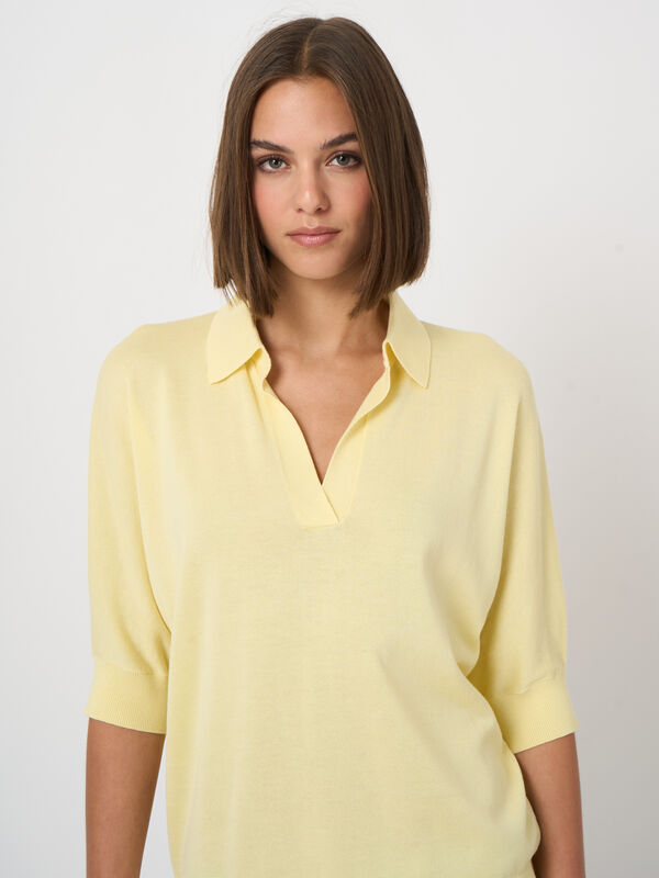 Cotton blend polo neck sweater image number 2