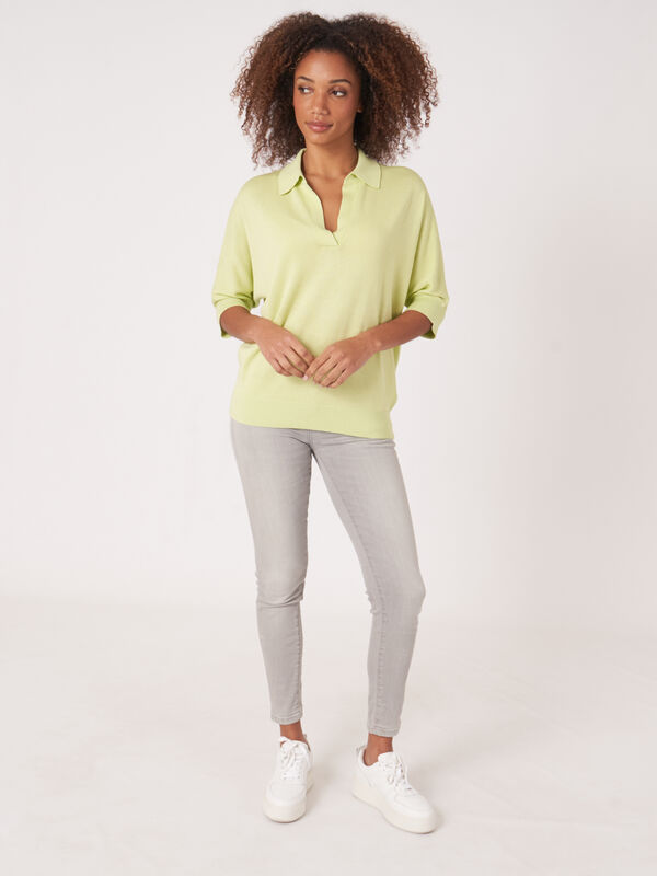 Cotton blend polo neck sweater image number 1