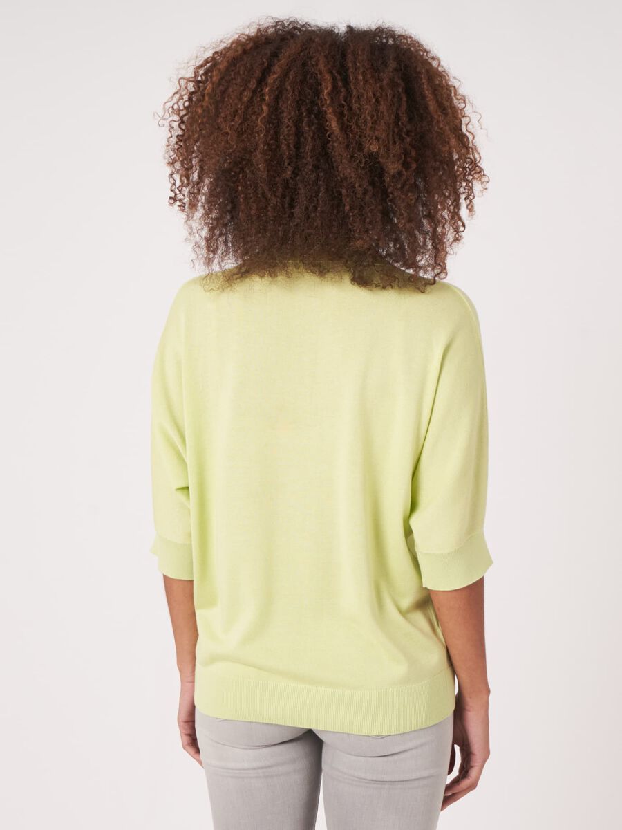 Pull &agrave; col polo en coton m&eacute;lang&eacute; image number 5