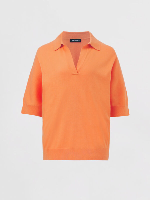 Cotton blend polo neck sweater image number 1
