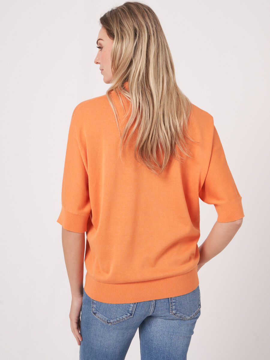 Pull &agrave; col polo en coton m&eacute;lang&eacute; image number 2
