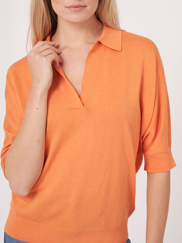 Cotton blend polo neck sweater image number 3
