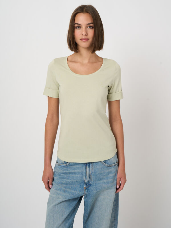 T-shirt basique femme &agrave; manches retrouss&eacute;es image number 0