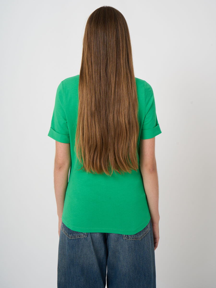 Basic T-Shirt mit aufgeschlagenen &Auml;rmel aus Baumwolle image number 3