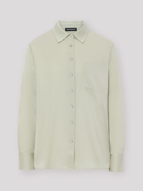 Silk shirt with chest pocket and side slits