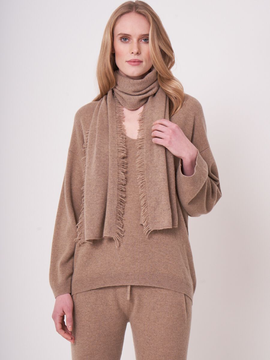 Sjaal met franjes van cashmere image number 0