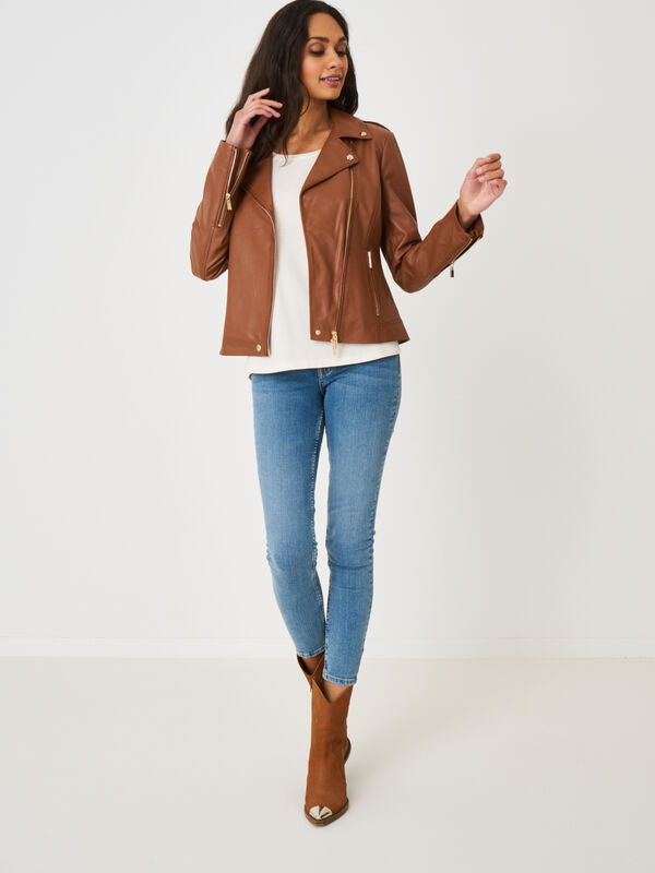 Blouson biker en cuir image number 1