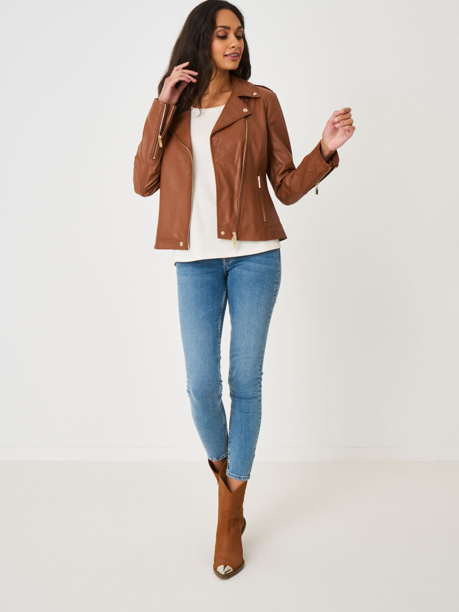 Blouson biker en cuir image number 1