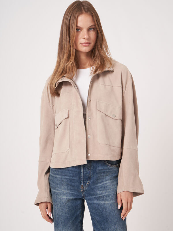 Veste en daim avec poches surdimensionn&eacute;es image number 1