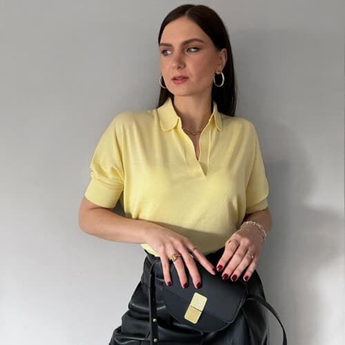 Cotton blend polo neck sweater